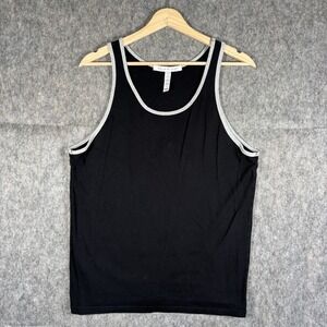Parke and Ronen Tank Top Men Medium Black Sleeveless Vest Cotton Ringer